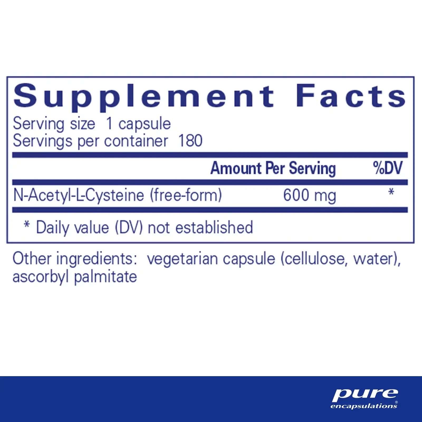 NAC (N Acetyl l Cysteine) 600 mg.