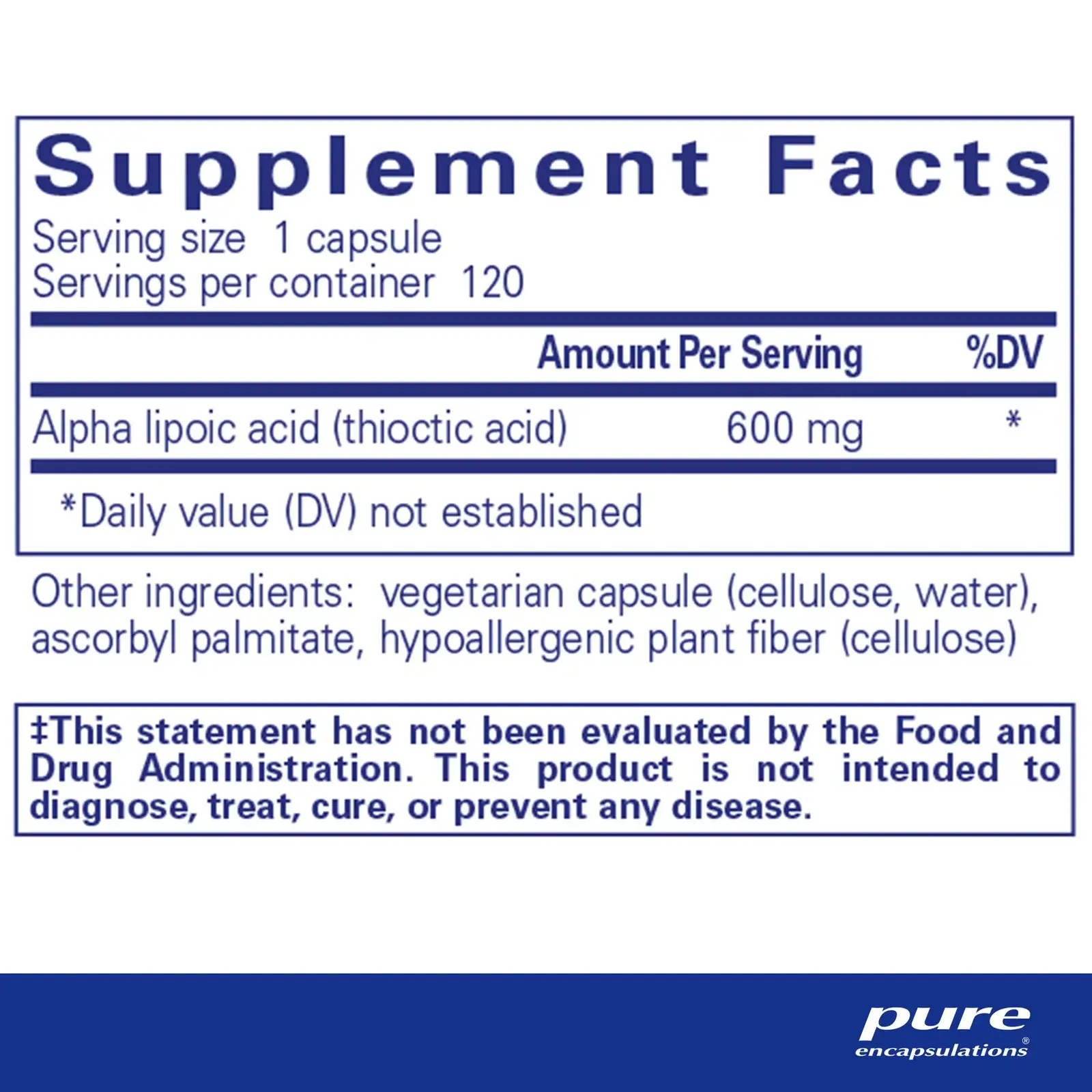 Alpha Lipoic Acid 600 mg.