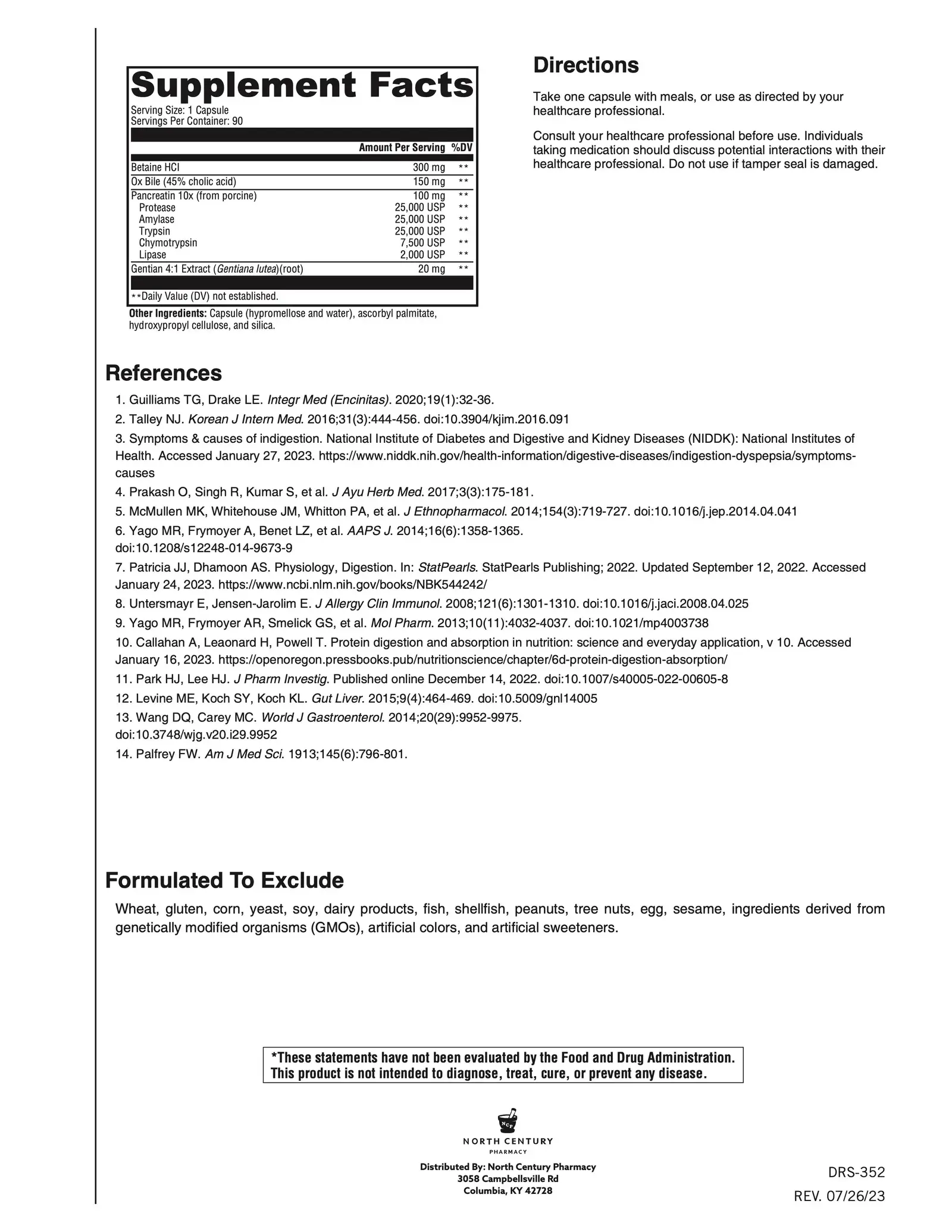 DIGESTIVE ENZYMES HCL